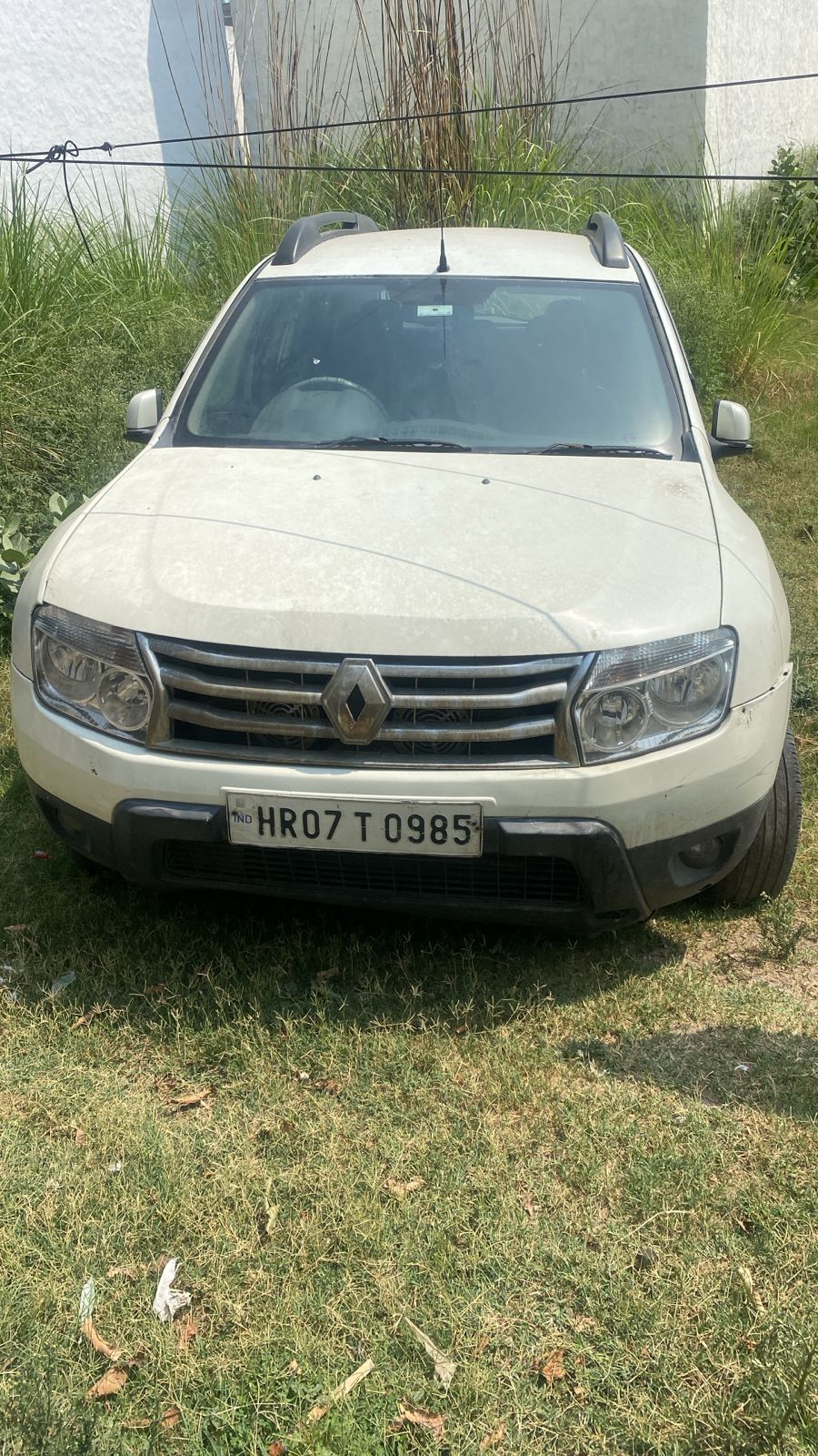 Renault Duster front view parked in grass for inspection